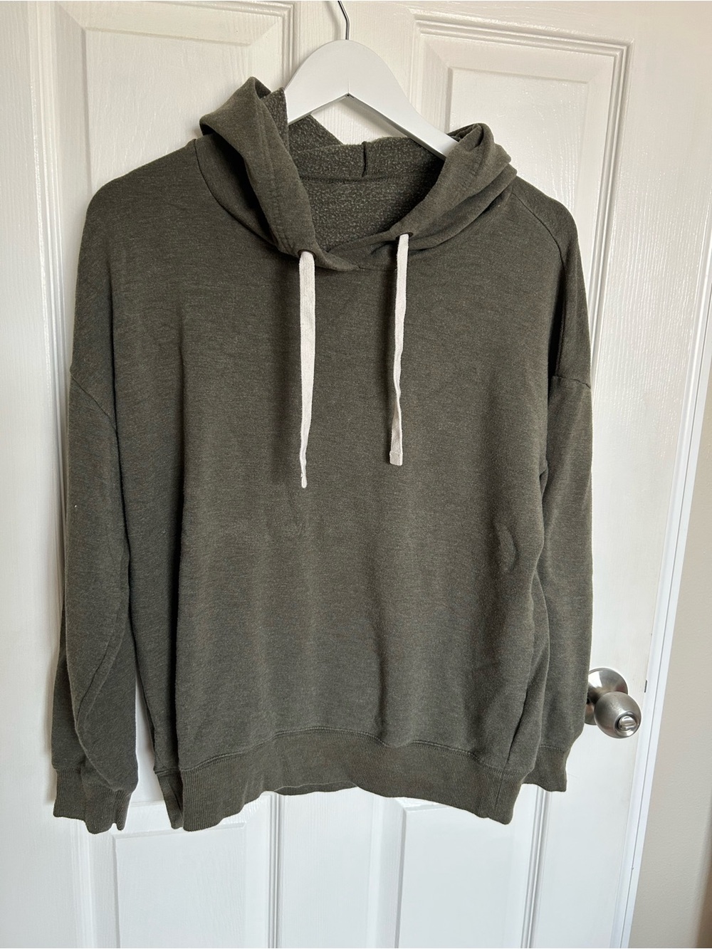 Buffalo David Bitton Olive Green Hoodie with White Drawstrings Size XL